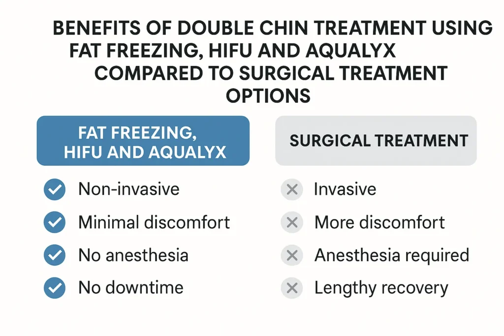 Graphic about the benefits of double chin treatment Kensal Town - from LA LIPO
