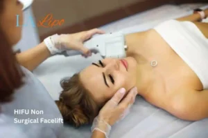 Woman having Hi-Fu to reduce wrinkles Kensal Town.