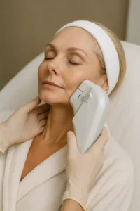 Woman receiving HIFU non surgical facelift treatment Kensal Town